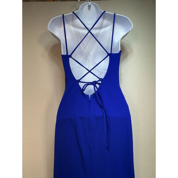 City Studio Women's Side Slit V Neck Maxi Dress Sleeveless Stretch Size 1 Blue - Picture 8 of 13